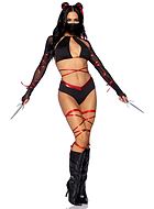 Weibliche Ninja (auch Kunoichi genannt), Kostüm-Dessous, Mesh, gekreuzte Bänder